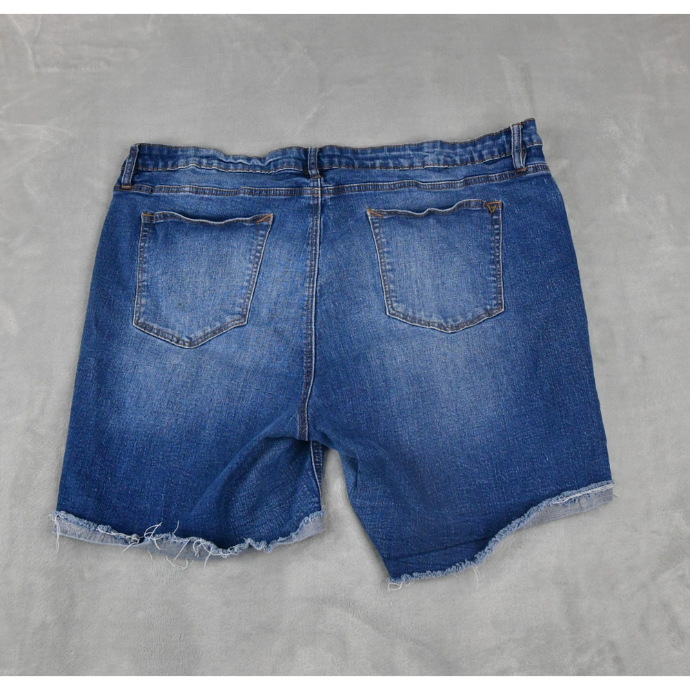 VIGOSS Bermuda Jean Shorts 20W (38x6) Marley Denim Fringe Stretch Mid - Picture 4 of 7